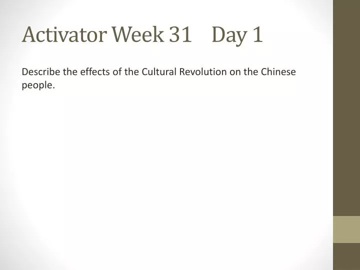 activator week 31 day 1