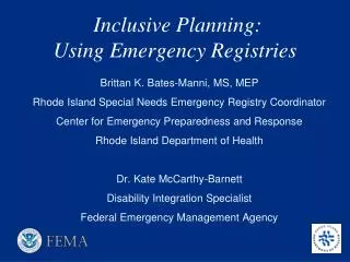 Inclusive Planning: Using Emergency Registries