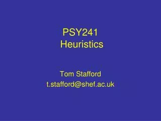 PSY241 Heuristics