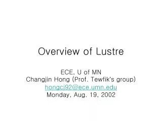 Overview of Lustre