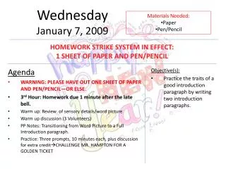Wednesday January 7, 2009