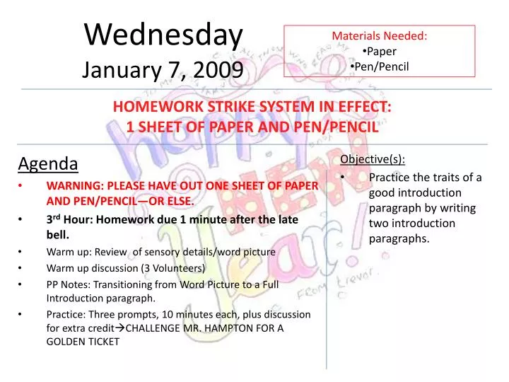 wednesday january 7 2009