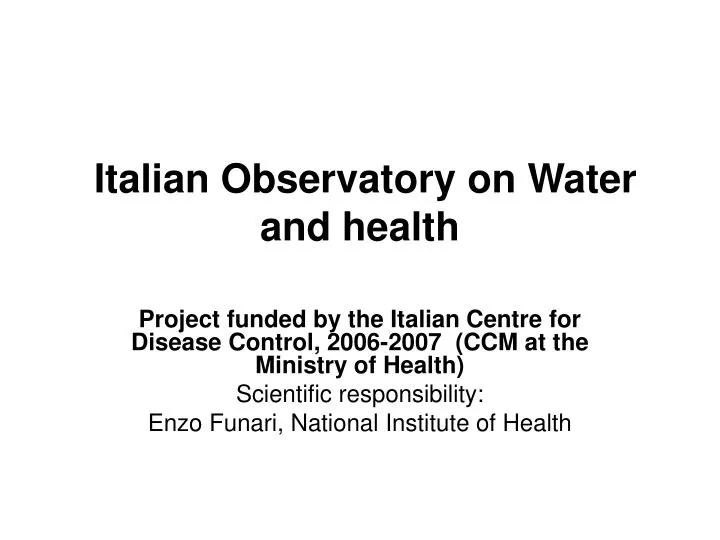 italian observatory on water and health