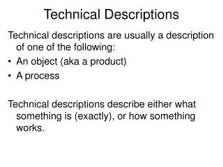 Technical Descriptions