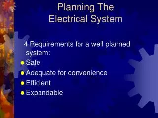 Planning The Electrical System