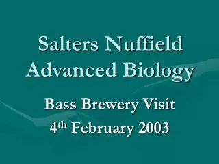 Salters Nuffield Advanced Biology