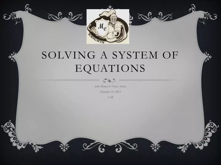 solving a system of equations