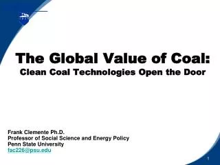 The Global Value of Coal: Clean Coal Technologies Open the Door