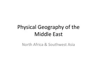 Physical Geography of the Middle East