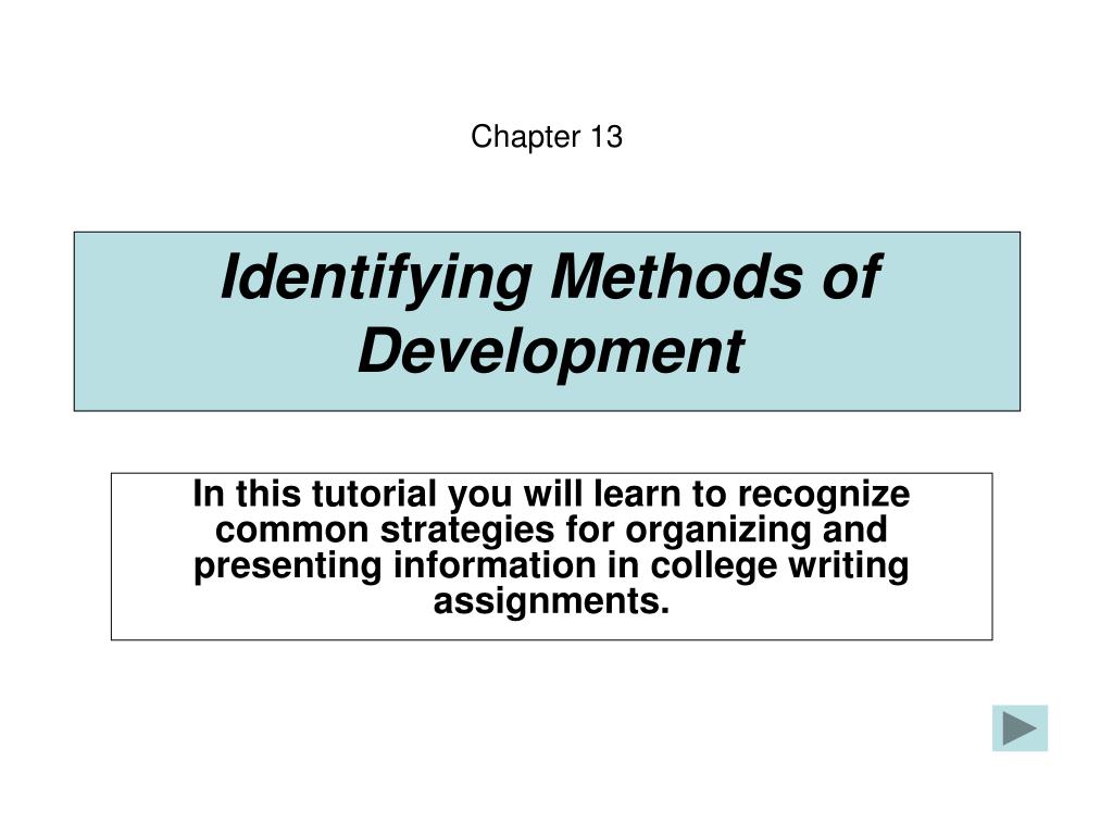 PPT - Methods of Development in Writing Assignments: Classification and ...