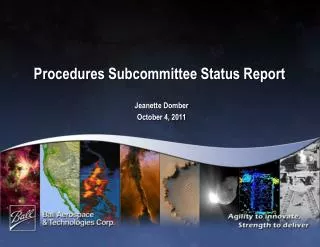 Procedures Subcommittee Status Report