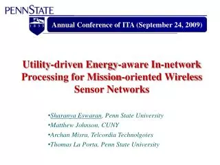 Utility-driven Energy-aware In-network Processing for Mission-oriented Wireless Sensor Networks