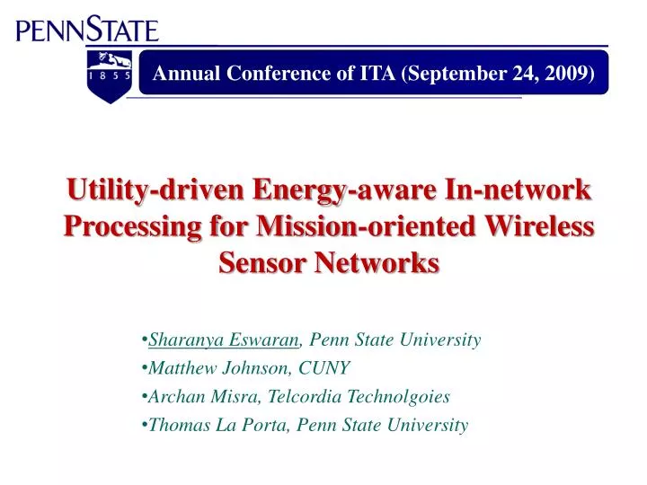 utility driven energy aware in network processing for mission oriented wireless sensor networks