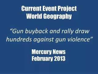 Current Event Project World Geography