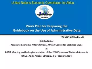 Work Plan for Preparing the Guidebook on the Use of Administrative Data