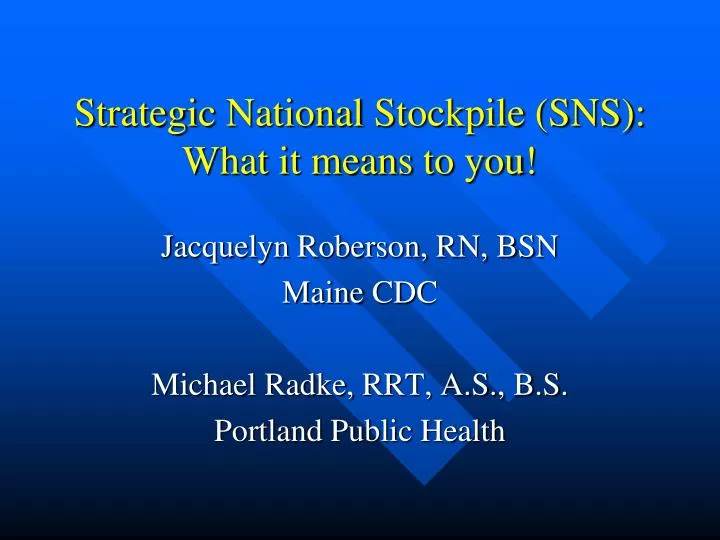strategic national stockpile sns what it means to you