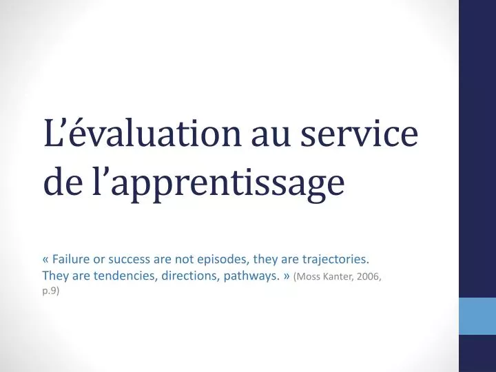 l valuation au service de l apprentissage