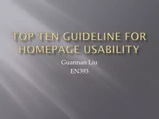 Top Ten Guideline for Homepage Usability