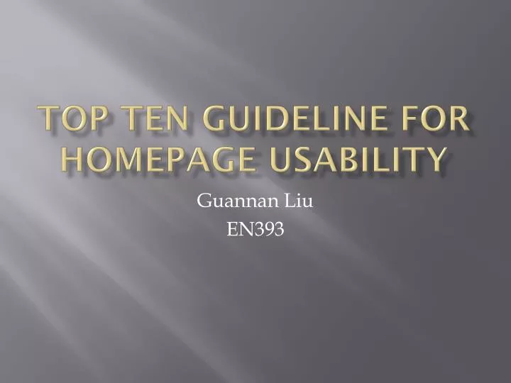 top ten guideline for homepage usability