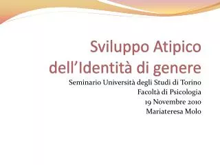 sviluppo atipico dell identit di genere