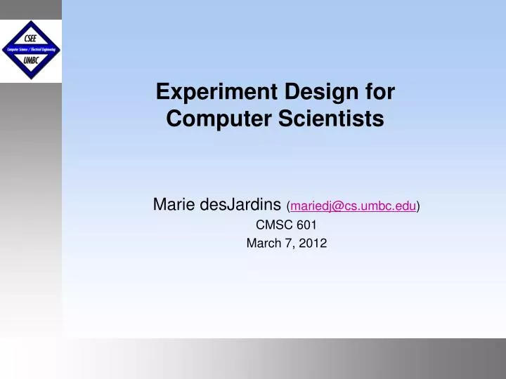 experiment design for computer scientists