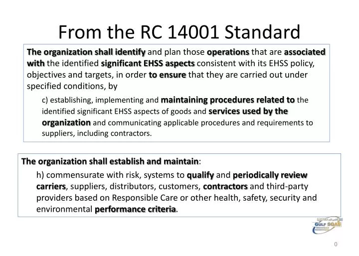 from the rc 14001 standard