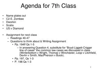 Agenda for 7th Class