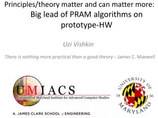 Principles/theory matter and can matter more: Big lead of PRAM algorithms on prototype-HW