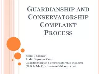 Guardianship and Conservatorship Complaint Process