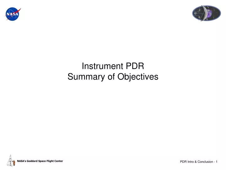 instrument pdr summary of objectives