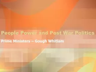 People Power and Post War Politics