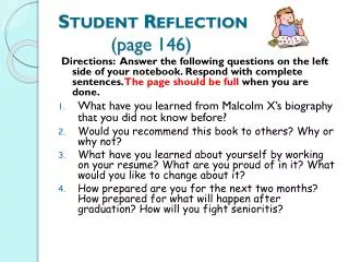 Student Reflection (page 146)