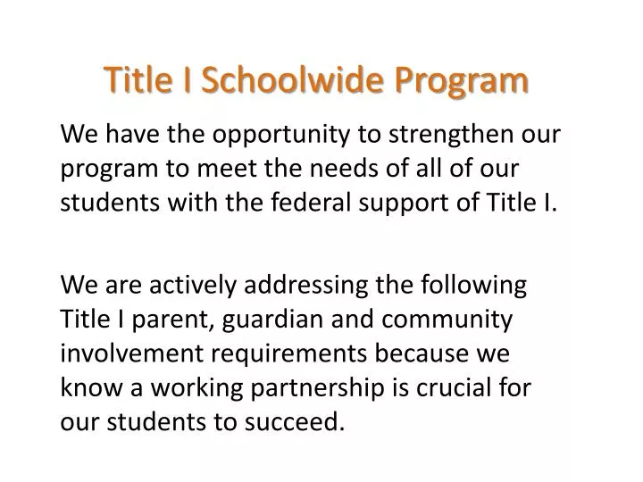 title i schoolwide program