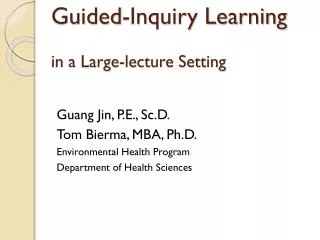 guided inquiry learning in a large lecture setting