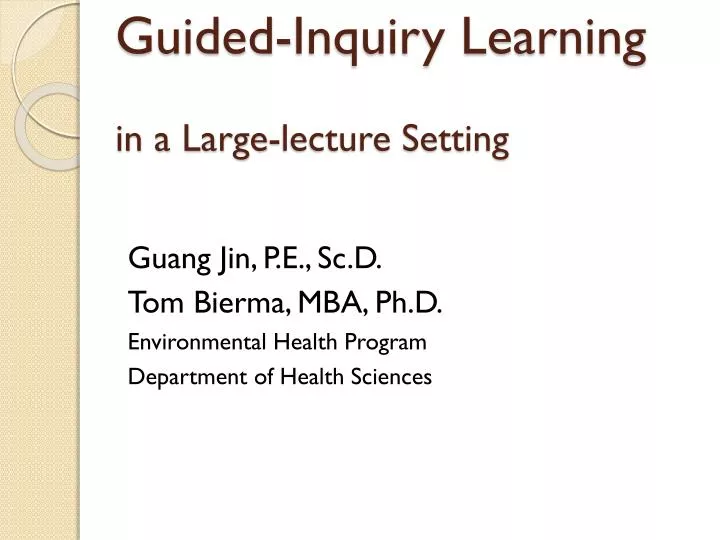 guided inquiry learning in a large lecture setting