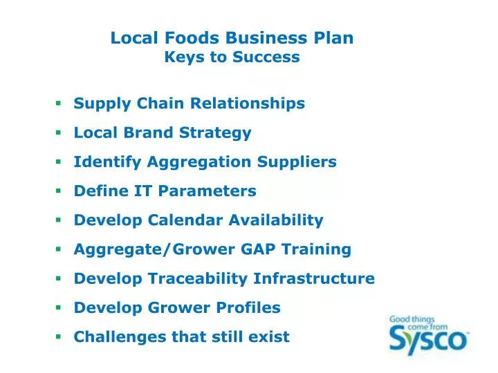 local foods business plan keys to success