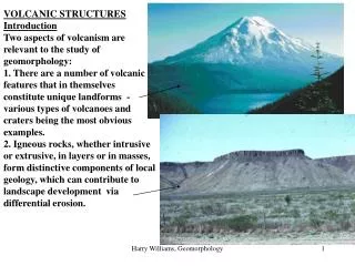 VOLCANIC STRUCTURES Introduction
