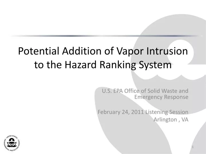 potential addition of vapor intrusion to the hazard ranking system