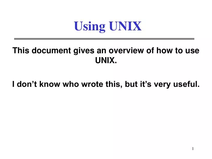 using unix