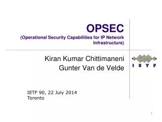 OPSEC ( Operational Security Capabilities for IP Network Infrastructure )