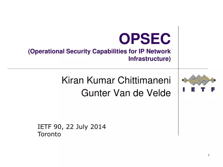 opsec operational security capabilities for ip network infrastructure