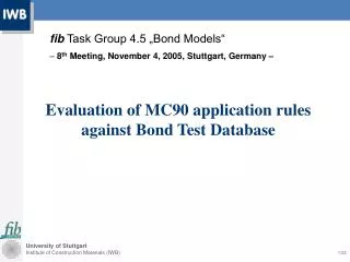 Evaluation of MC90 application rules against Bond Test Database