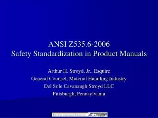 ANSI Z535.6-2006 Safety Standardization in Product Manuals