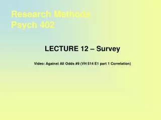 Research Methods Psych 402