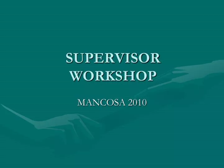 supervisor workshop