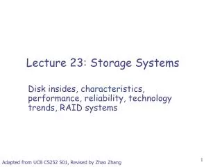 Lecture 23: Storage Systems
