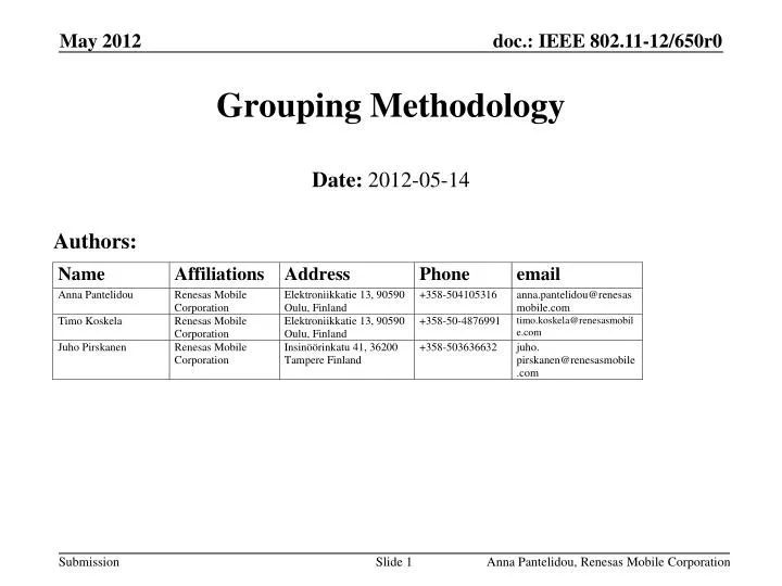 grouping methodology