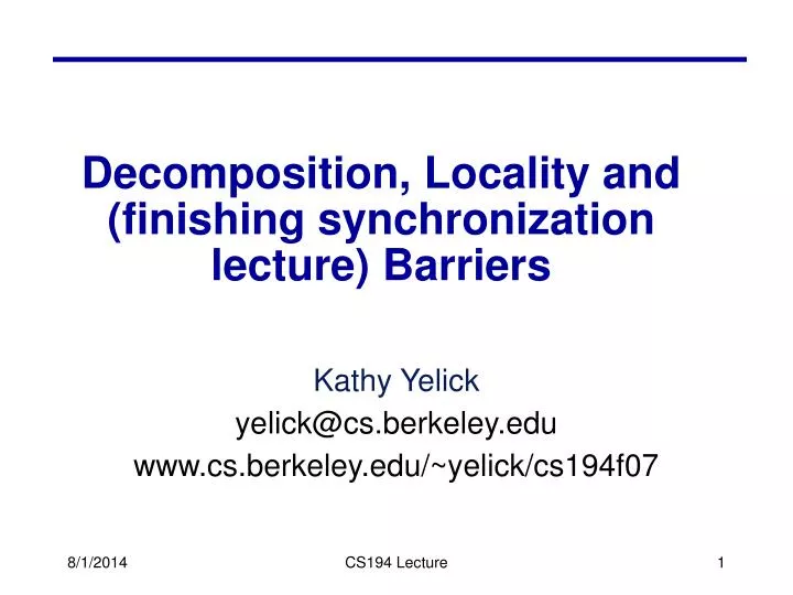 decomposition locality and finishing synchronization lecture barriers