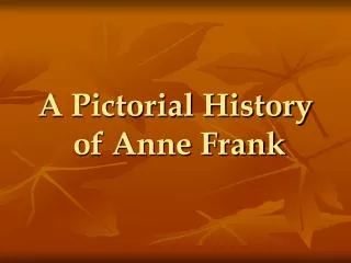 A Pictorial History of Anne Frank