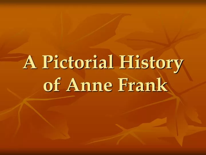 a pictorial history of anne frank